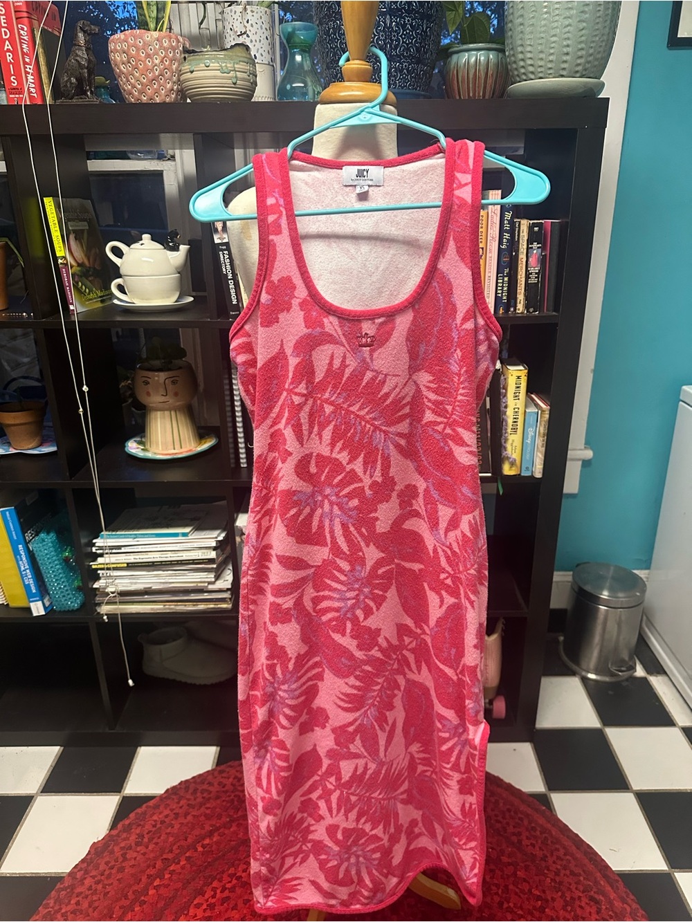 Y2k tropical Juicy couture towel beach coverup in water melon pink